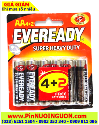 Pin Eveready 1215-BP6; Pin AA 1.5v Eveready 1215-BP6 Heavy Duty Made in Singapore| Vỉ 6viên